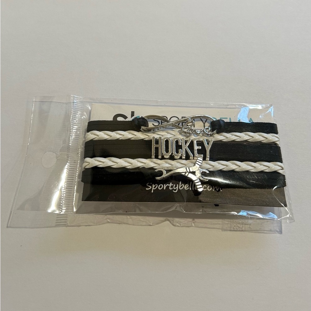 NWT Hockey-themed Bracelet Black and White - Picture 3 of 4